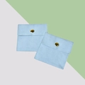 Light blue velvet jewelry pouch with golden snap button closure for rings and earrings - Snap Button Style / 8*8cm / Light Blue