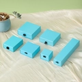Sky blue drawer jewelry box set in various square and long sizes on silk background - Sky Blue