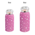 Pink rhinestone studded stainless steel tumblers in 6oz and 8oz capacity sizes - Rose Red