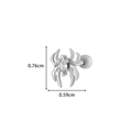 Silver spider cartilage stud earring with clear zircon inlay and screw ball back - Spider with Clear Zircon(7#) / Silver