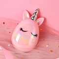 Detailed view of pink unicorn hairbrush with holographic finish and electroplated silver horn - Phantom Pink