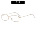 Rectangle gold metal frame fashion sunglasses with clear lens and silicon nose pads - Gold Frame White Lens
