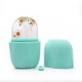 Mint green silicone facial ice roller with daisy petals for professional skin cooling - Diamond Pattern - Green