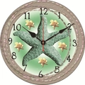 Silent ocean-themed wall clock with green starfish design and woven texture frame - Green Starfish