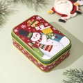 Mini Christmas tin box with snowman illustration in classic red and green festive colors - Christmas Candy Box Style E