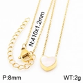 Golden heart necklace with white shell pendant, 410mm chain length and 8mm size - Gold Necklace (KN233767-K)