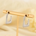 Silver geometric U-shaped earrings with minimalist polished finish on a display stand - Steel Color Style (KE112680-MZ0Z)
