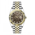 Elegant gold-tone stainless steel watch for women with brown dial and calendar window - Gold Case Coffee Dial
