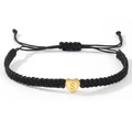 Handmade black nylon braided bracelet featuring a gold heart charm with letter S - Gold Heart-S / Black