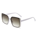 Chic square oversized sunglasses in white frame with grey gradient lenses and gold accents - White Frame Light Tea Lens