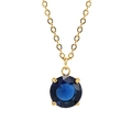 Collana in acciaio inossidabile placcato oro 18K con ciondolo in zircone blu scuro - Zircone Blu Tondo / Blu