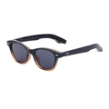 Polarized cat-eye sunglasses featuring a retro black and brown tortoiseshell frame design - Black Demi Two-Tone Gold Trim Grey Lens