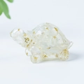 Transparent crystal turtle figurine with gold foil flakes for desk decoration - 16 Opal + Gold Foil