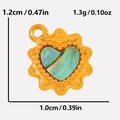 Dimensions of gold heart pendant with colorful shell inlay, 1.2cm height and 1.3g weight - Gold Abalone Shell Pendant Only (S1999-G-B)