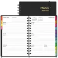 2025-2027 A5 linen planner with black hardcover, golden lettering and monthly tabs - 18-Month Planner