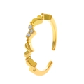 Adjustable gold heart-shaped ring with three sparkling zircons in a minimalist style - Sweet Wrap Heart Style (8509) / 14K Imitation Gold