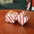Set di due scatole regalo natalizie a righe bianche e rosse con nastri dorati - 3cm / Strisce rosse