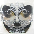 Detail of skull face rhinestone stickers for Halloween featuring clear pear-shaped gems - Silver Clear Skull Face Mask (L0486)