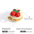 18K gold plated stainless steel strawberry charm bead, waterproof and hypoallergenic - Beige Macaron Pendant PJ93223C