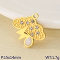 Golden mushroom charm pendant with sparkling rhinestones and white pear-shaped opal - Mushroom Opal Style (KLJ9584-ZLA)