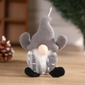 Gray and white Swedish gnome plush hanging ornament with plaid hat for Christmas decor - 15*9cm / Gray