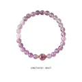 Polished natural amethyst beaded bracelet with purple gemstones and golden spacers - Natural Amethyst Azurite Style (WB335)