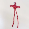 Handmade red and white spiral woven Chinese knot charm with a durable metal ring - Red and White Dots