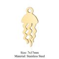 Golden jellyfish pendant in stainless steel for DIY jewelry, size 7x17mm - Gold Jellyfish (5Pcs/Pack)