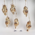 Lot de 6 suspensions de Noël chouettes dorées de 12 cm avec plumes et paillettes - Lot 26 (6 Hiboux Champagne)