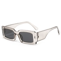 Retro translucent grey square frame sunglasses with dark lenses and thick temples - Transparent Grey Frame Grey Lens