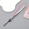 Luxurious pink rhinestone phone wrist strap with metal ring and anti-drop lanyard cord - Wrist Strap / Pink