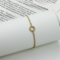 Lussuoso bracciale a catena a sfere dorate con ciondolo a cerchio in zirconi cubici - Stile Zircone Tondo (B0028A)