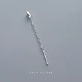 Minimalist S999 sterling silver ear threader with a polished letter J pendant - Letter J