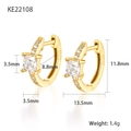 S925 Sterling Silber Creolen mit quadratischem Zirkonia in goldener Ausführung - Gold Weiß