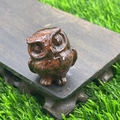 3.5cm natural stone owl figurine in reddish-brown and green polished gemstone - Mahogany Obsidian