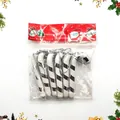 Silver and white Christmas candy cane ornaments in plastic packaging with weight detail - Silver-7cm (Set of 6)