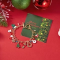 Bracciale festivo con ciondoli Babbo Natale in smalto dorato su uno sfondo rosso - Stile 2-Pendaglio a Elementi Completi (Oro)