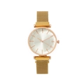 Montre à quartz élégante pour femme avec bracelet en maille or rose et strass brillants - Or