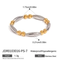 Detail view of two-tone beaded ring with silver and gold stainless steel units - Two-Tone Beaded Minimalist Style (JDR0103016-PS-7)