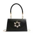 Elegant black crossbody bag with rhinestone star ornament and golden chain strap - Black