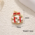 Gold-plated Christmas gift box charm with red and white enamel and colorful crystals - Christmas Gift