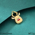Golden Christmas reindeer pendant in red and white enamel for DIY jewelry making - Cartoon Red Nose Reindeer Style (KLJ10444-ZLA)