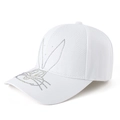 Detail of colorful rhinestones bunny motif on a white cotton baseball cap for women - White