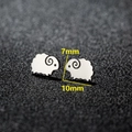 Cute silver sheep stud earrings in matte stainless steel finish with 10mm width - Sheep / Silver