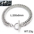Bracciale a catena cubana in acciaio inossidabile argento con chiusura OT, 8 mm - Larghezza 8mm Peso 23g (KB166134-ZZ)