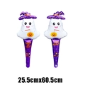 Detail view of 25.5x60.5cm Halloween aluminum foil hand balloons with Ghost and Pumpkin motifs - Halloween Handheld Ghost Stick Purple