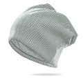 Gorro slouchy a rayas para mujer con forro gris y textura de punto minimalista - Talla única / Blanco (Rayas negras y blancas)