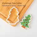 Christmas tree fondant cookie cutter and plunger mold, 6.1x8.8cm white plastic tool - 6.1x8.8cm