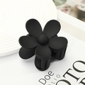 Elegant matte black flower hair claw clip with non-slip texture and multi-teeth design - 7.2*7.2*4.1 / Black