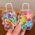 Mini-Koffer-Organizer mit bunten Haarspangen und Blumen-Haarklammern für Mädchen und Kinder - D-Clip + Blumen Clips 20 Stk. Beutel